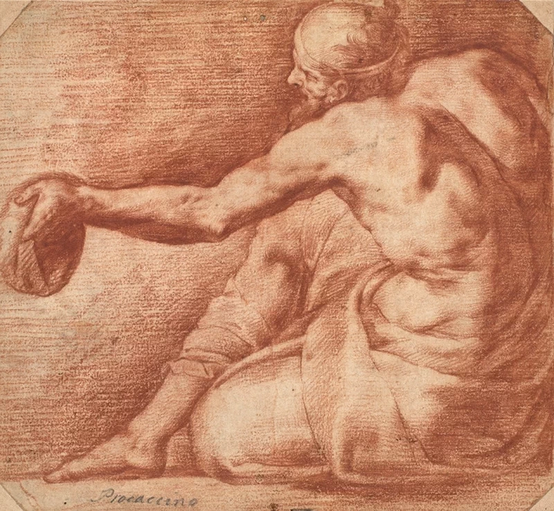 Giovan Battista Crespi, detto Cerano - Studio della figura dell'uomo barbuto, Royal Collection, attribuito